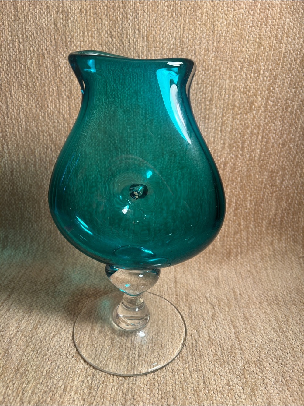Teal Glass Decorative Vase - Home Accents